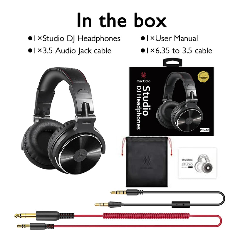Auriculares Oneodio Pro10 Over-Ear | Estudio y DJ | Hi-Res | Cable Desmontable | Con Micrófono