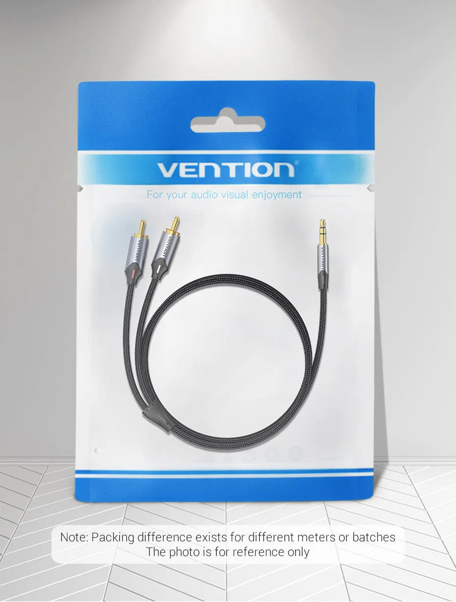 Cable de Audio Vention 3.5mm a 2 RCA | Splitter AUX para Amplificador, TV, Smartphone y Sistema HiFi