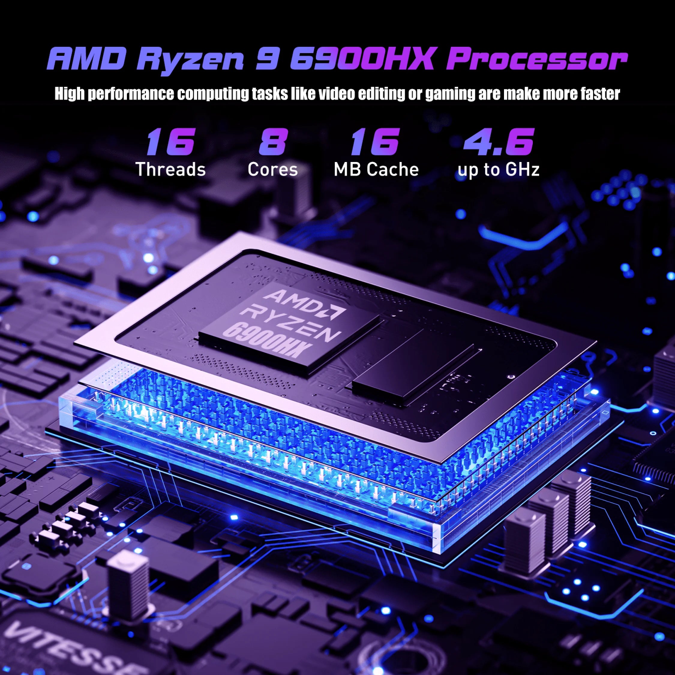 Portátil Gaming KAMRUI RX16 16'' | AMD Ryzen 9 6900HX | 16GB LPDDR5 | 512GB SSD | Windows 11