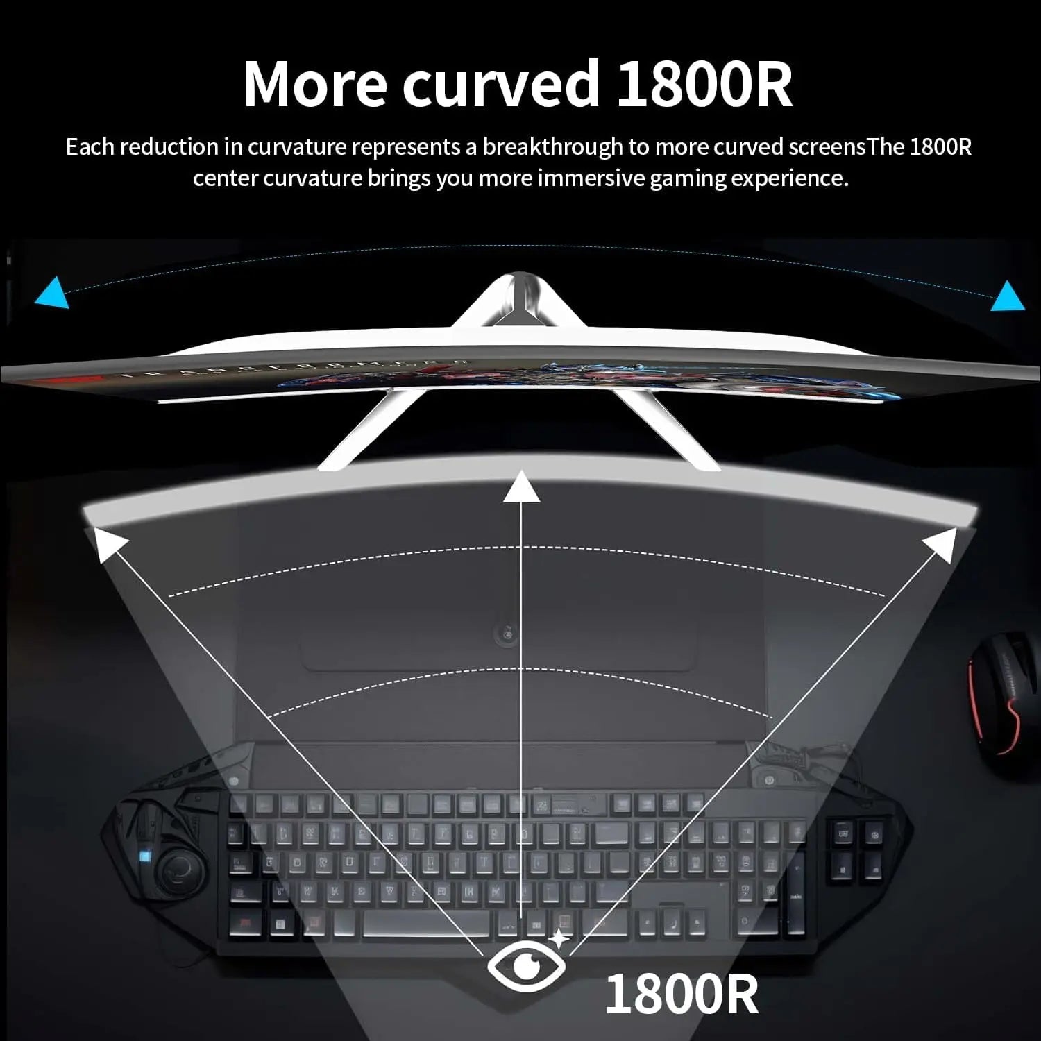 Monitor Gaming Curvo Crua 27'' 200Hz FHD 1080P | FreeSync | Sin Marco | Protección Ocular