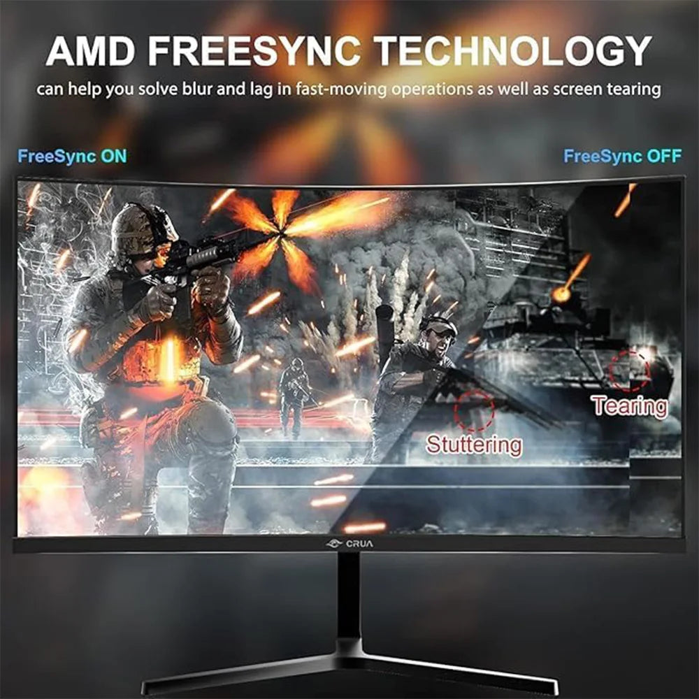 Monitor Gaming Curvo CRUA 24.5'' 120Hz FHD 1080P | FreeSync | Sin Marco | DisplayPort HDMI | VESA