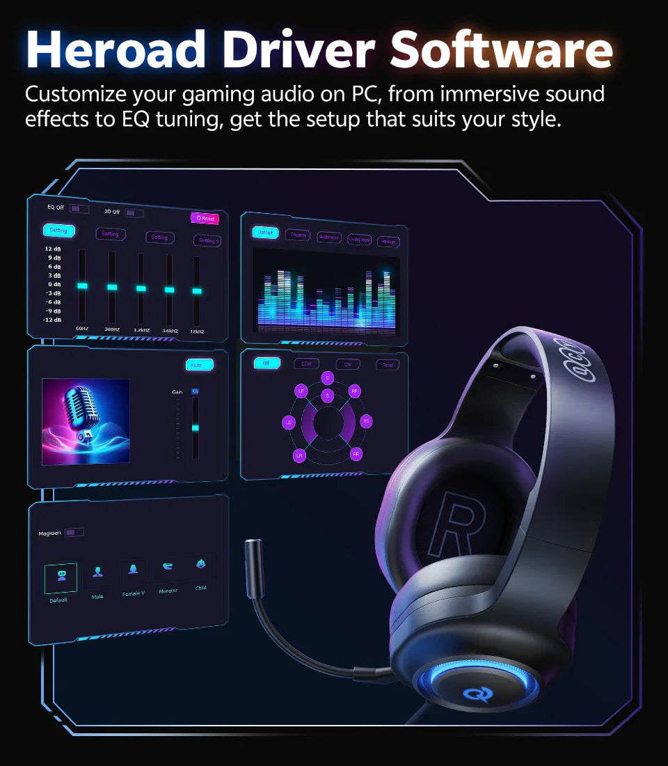 Auriculares Gaming V200 Sonido Envolvente 7.1 | Micrófono | LED | Compatible PC PS4 PS5 Xbox