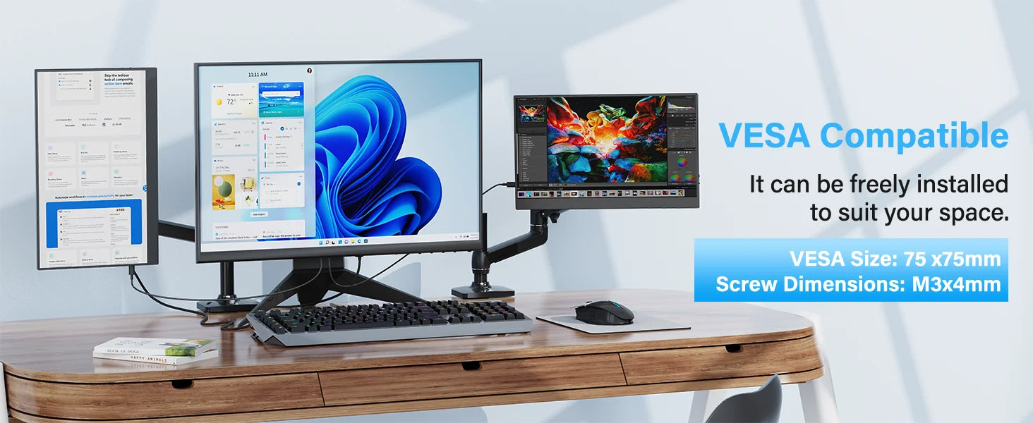 Monitor Portátil Amoudo 15.6'' FHD 1920x1080 IPS | USB-C | Mini HDMI | VESA | Soporte Penhole