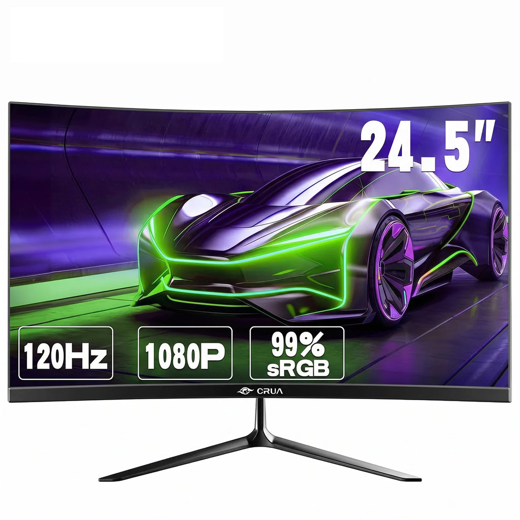 Monitor Gaming Curvo CRUA 24.5'' 120Hz FHD 1080P | FreeSync | Sin Marco | DisplayPort HDMI | VESA