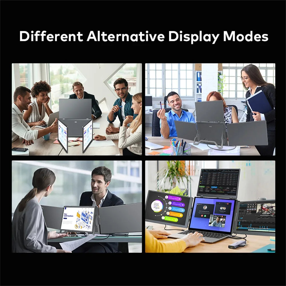 Monitor Triple Pantalla Portátil LCD FHD Retroiluminado | Pantalla Secundaria para Portátil | 1 Cable | Extensor