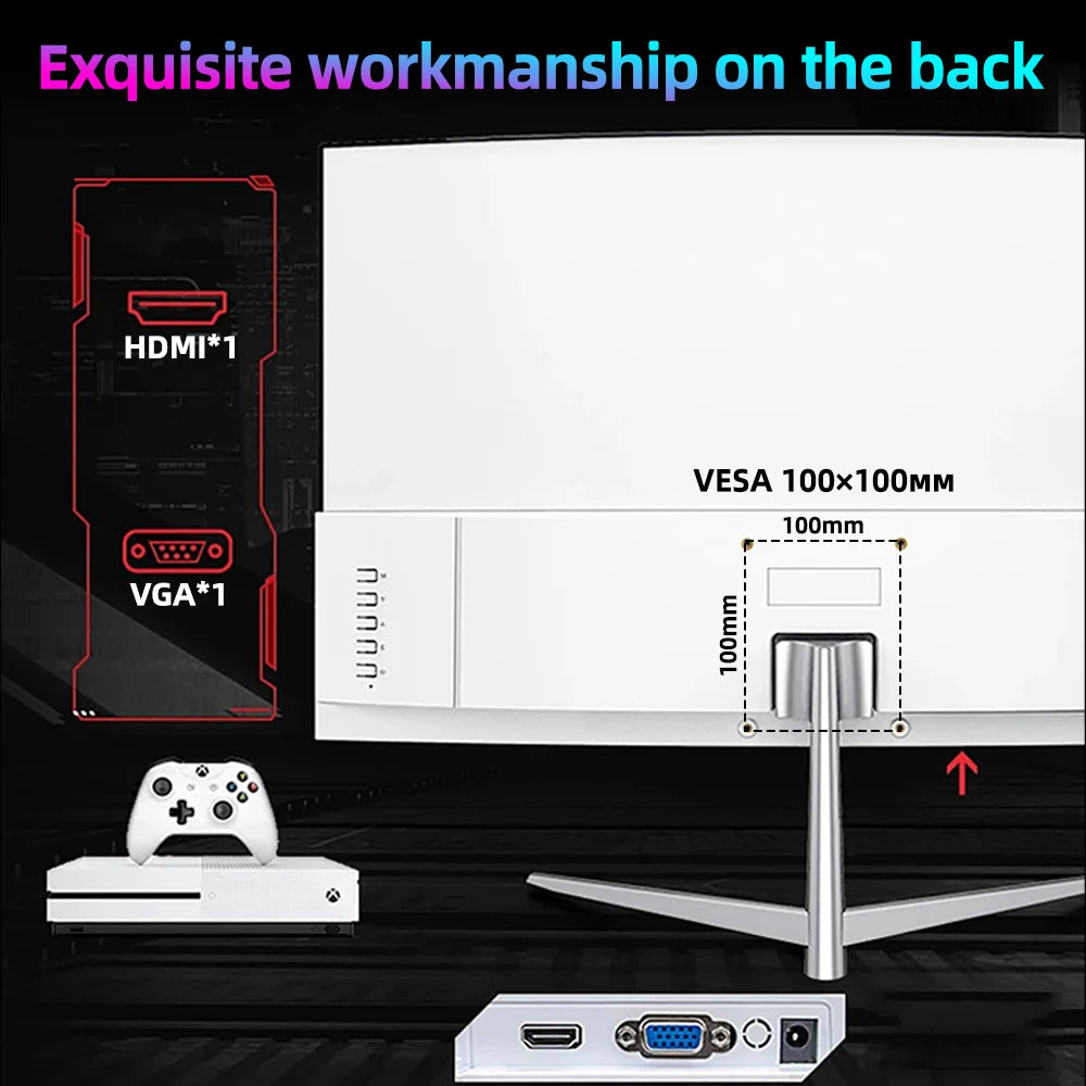 Monitor Curvo Gaming 24'' 100Hz MVA FHD 1080P | 3000R | HDMI VGA | 2ms | Protección Ocular | VESA