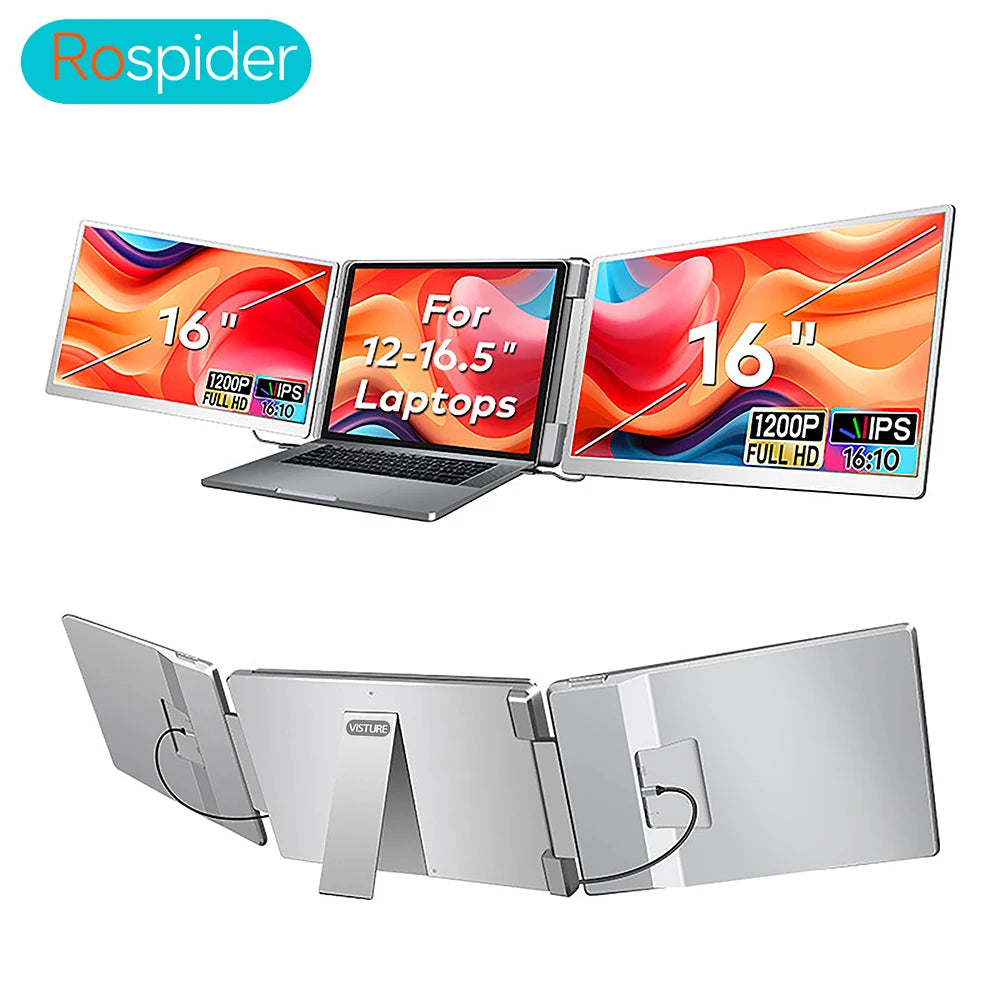 Extensor Doble Pantalla FHD IPS Gaming Portátil | Alta Definición 14 a 16 Pulgadas | Rospider