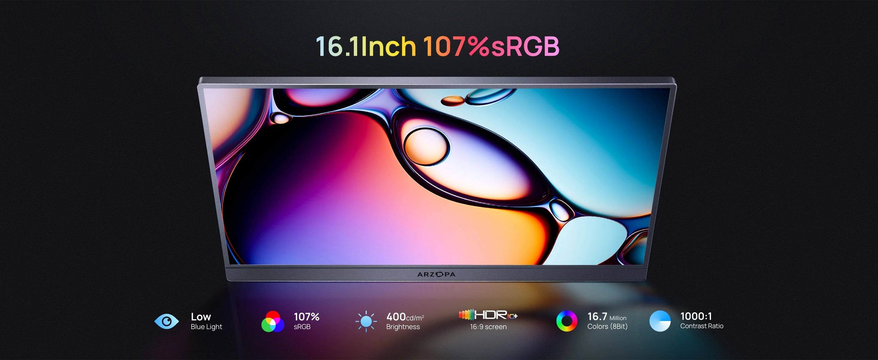 Monitor Portátil ARZOPA Z3FC 16.1'' 180Hz 2.5K QHD | 107% sRGB | Segunda Pantalla Laptop PC PS5 Mac Xbox