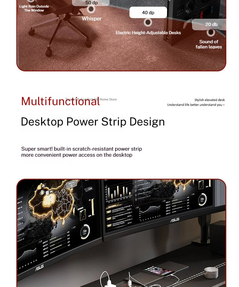 Mesa Escritorio Eléctrico Regulable en Altura | Diseño Moderno Khaki | Home Office y Gaming | FYCD