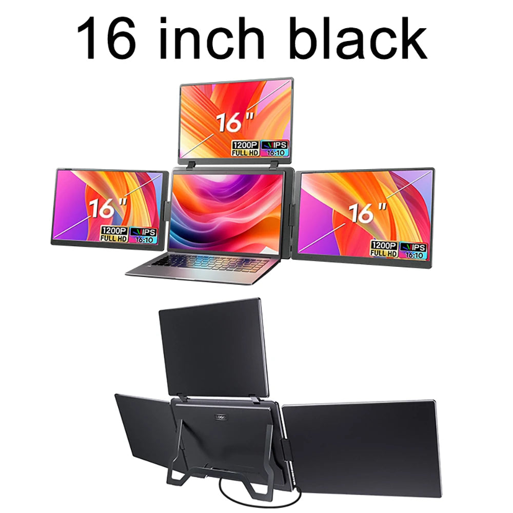 Monitor Triple Pantalla Portátil LCD FHD Retroiluminado | Pantalla Secundaria para Portátil | 1 Cable | Extensor