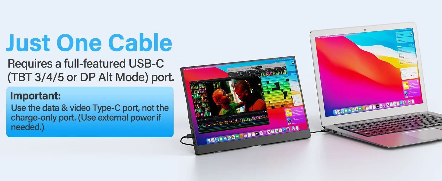 Monitor Portátil Amoudo 15.6'' FHD 1920x1080 IPS | USB-C | Mini HDMI | VESA | Soporte Penhole