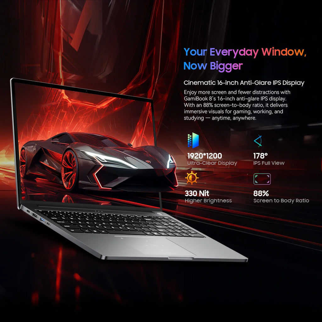 Portátil Gaming Blackview GamiBook 8 16'' | AMD Ryzen 7 7735HS | 16GB DDR5 | 512GB SSD | WiFi 6 | Windows 11 Pro