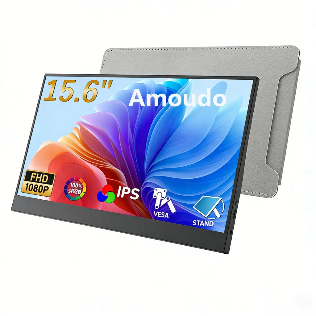 Monitor Portátil Amoudo 15.6'' FHD 1920x1080 IPS | USB-C | Mini HDMI | VESA | Soporte Penhole