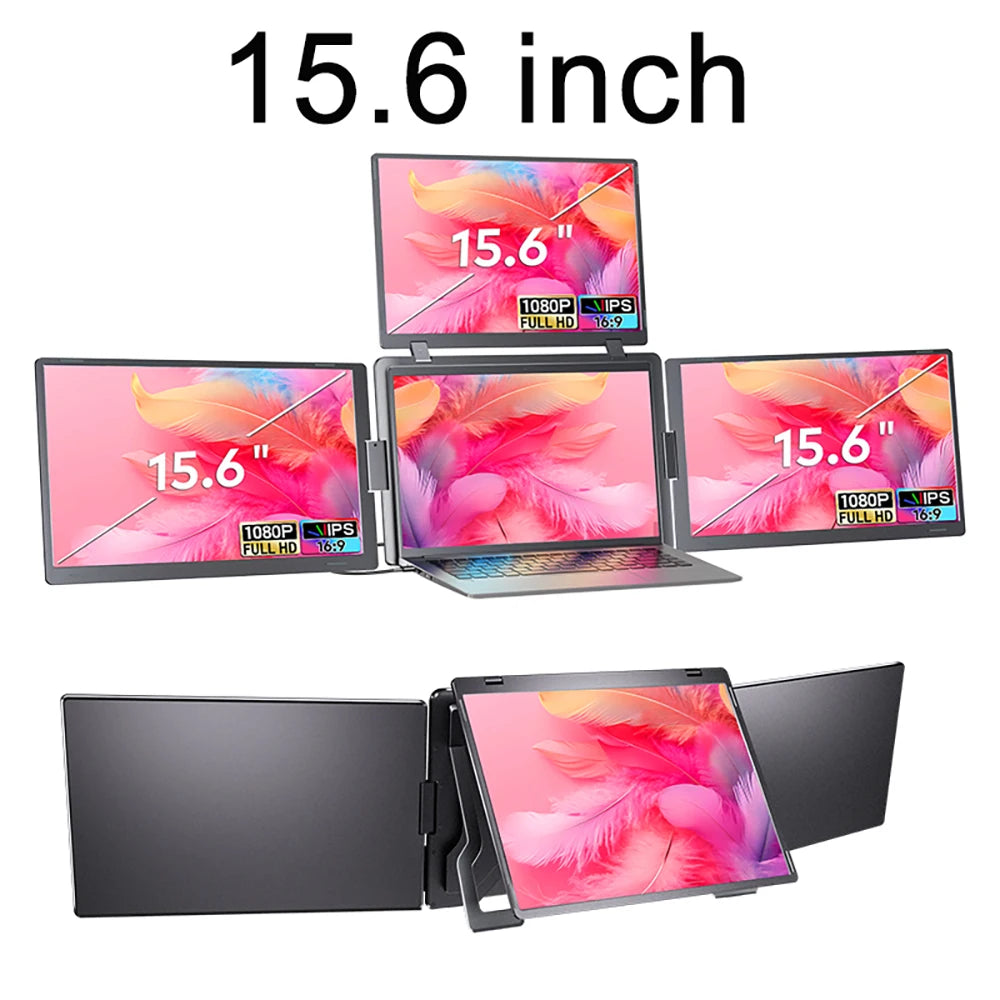 Monitor Triple Pantalla Portátil LCD FHD Retroiluminado | Pantalla Secundaria para Portátil | 1 Cable | Extensor