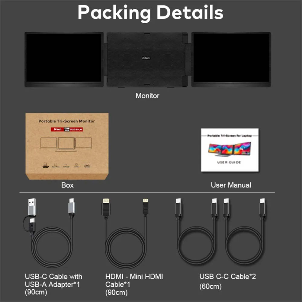 Extensor Doble Pantalla FHD IPS Gaming Portátil | Alta Definición 14 a 16 Pulgadas | Rospider