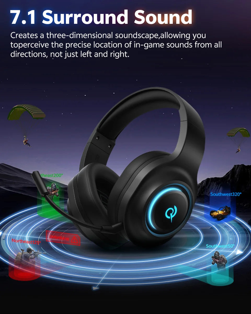 Auriculares Gaming V200 Sonido Envolvente 7.1 | Micrófono | LED | Compatible PC PS4 PS5 Xbox