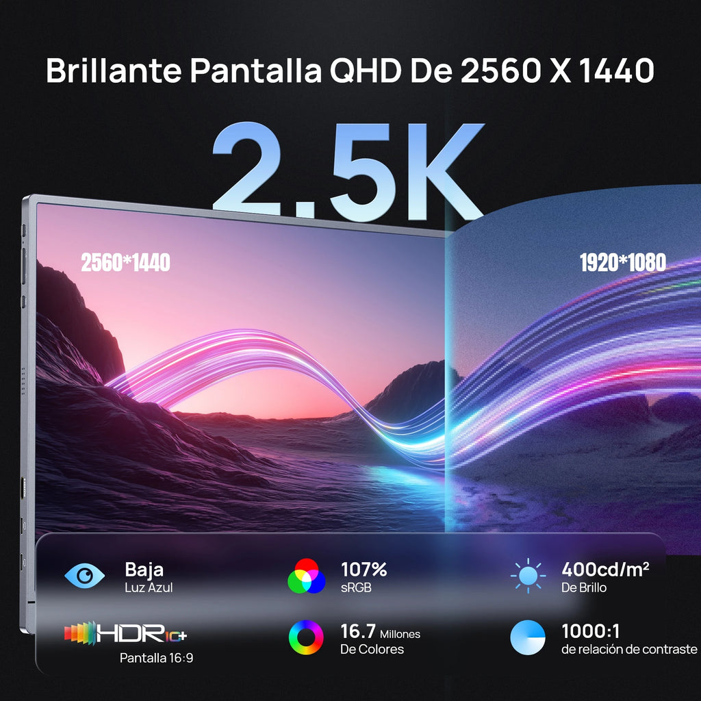 Monitor Portátil ARZOPA Z3FC 16.1'' 180Hz 2.5K QHD | 107% sRGB | Segunda Pantalla Laptop PC PS5 Mac Xbox