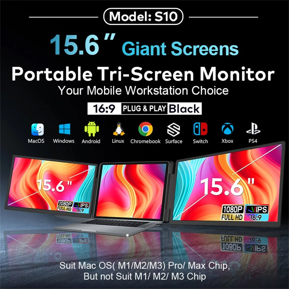 Extensor Doble Pantalla FHD IPS Gaming Portátil | Alta Definición 14 a 16 Pulgadas | Rospider