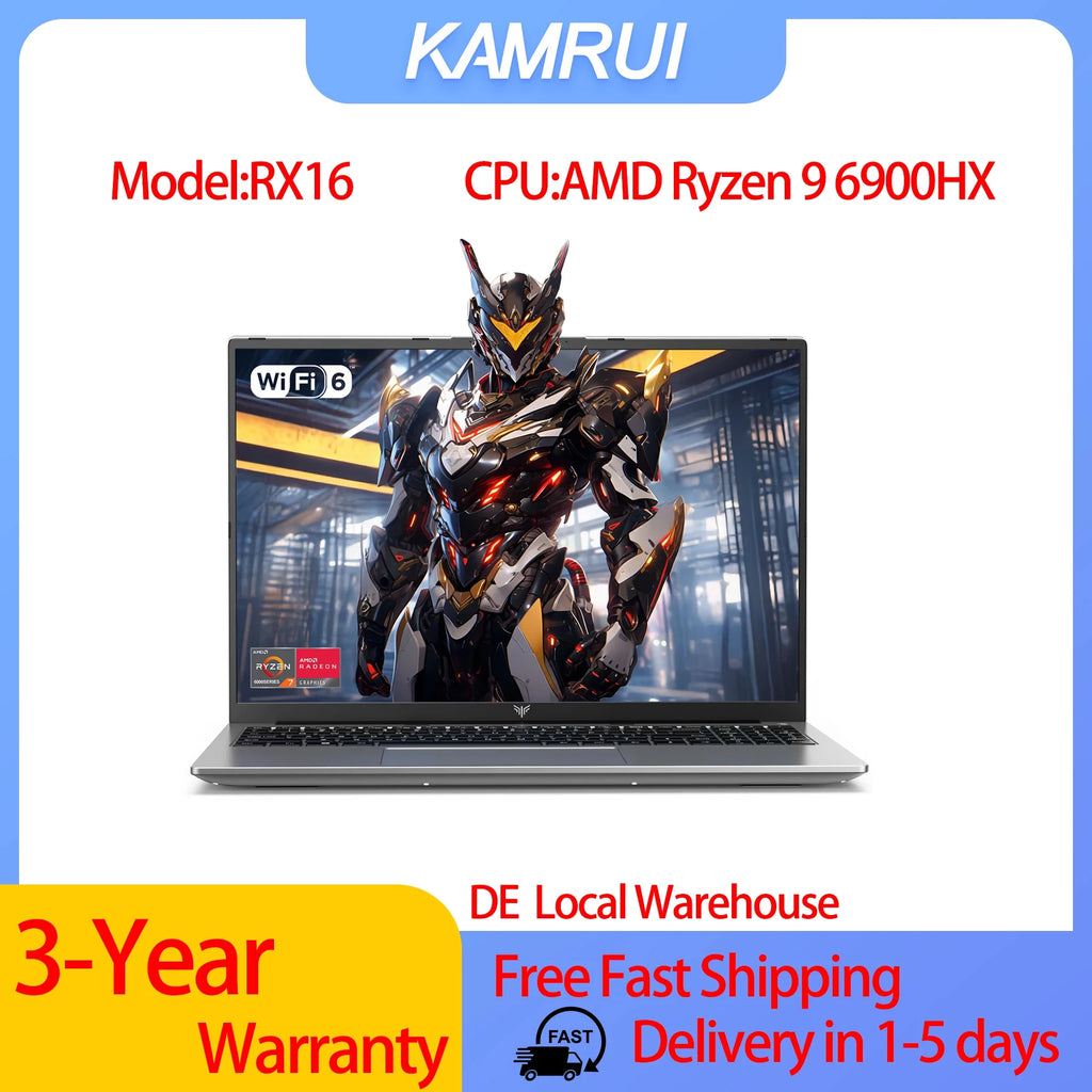 Portátil Gaming KAMRUI RX16 16'' | AMD Ryzen 9 6900HX | 16GB LPDDR5 | 512GB SSD | Windows 11