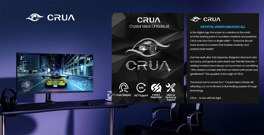 Monitor Gaming Curvo CRUA 24.5'' 120Hz FHD 1080P | FreeSync | Sin Marco | DisplayPort HDMI | VESA
