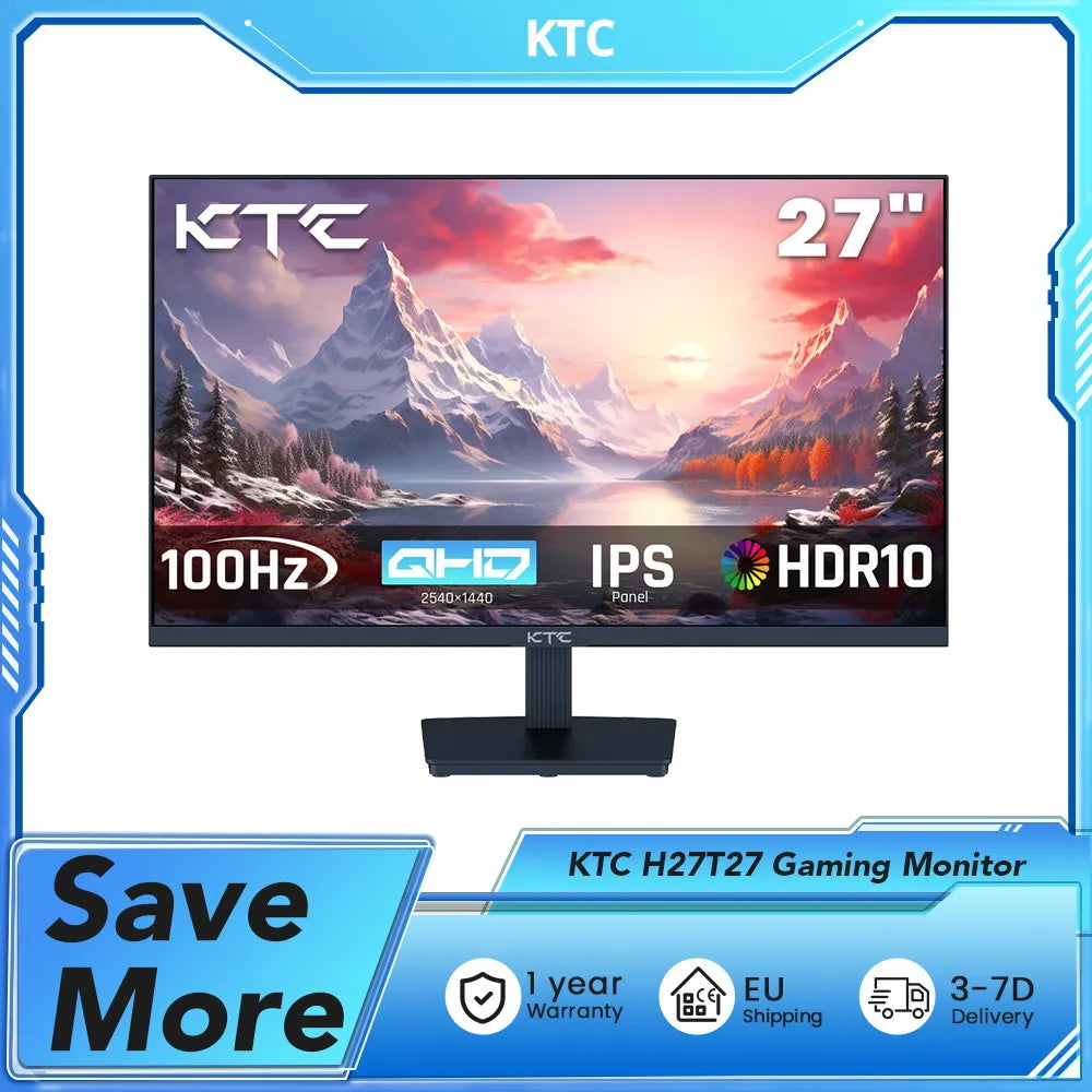 Monitor Gaming KTC H27T27 27'' QHD 2560x1440 IPS | 100Hz | HDR10 | 1ms | Luz Azul Baja
