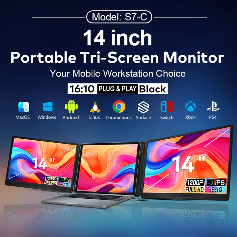 Extensor Doble Pantalla FHD IPS Gaming Portátil | Alta Definición 14 a 16 Pulgadas | Rospider