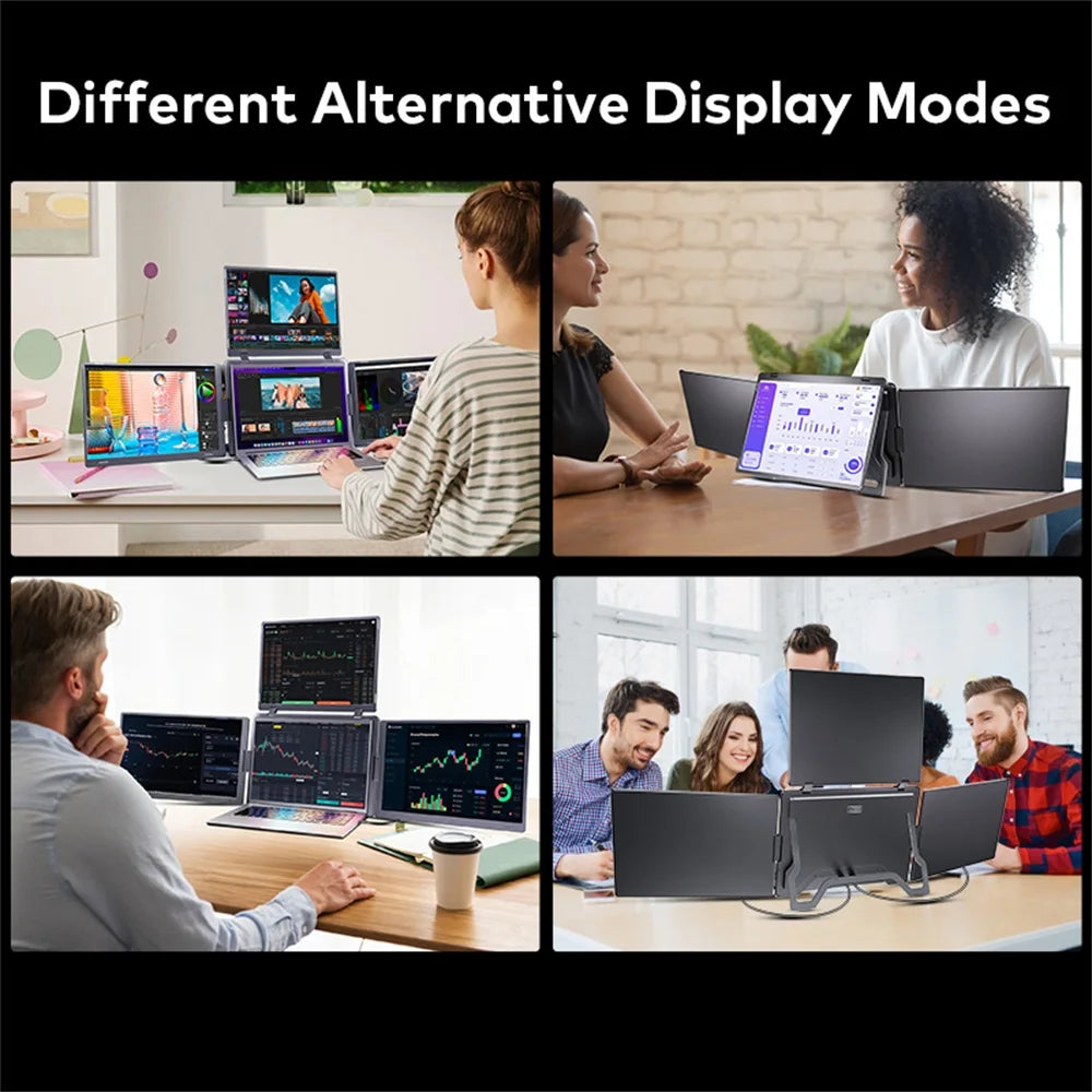 Monitor Triple Pantalla Portátil LCD FHD Retroiluminado | Pantalla Secundaria para Portátil | 1 Cable | Extensor