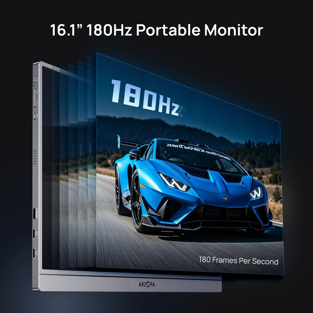Monitor Portátil ARZOPA Z3FC 16.1'' 180Hz 2.5K QHD | 107% sRGB | Segunda Pantalla Laptop PC PS5 Mac Xbox