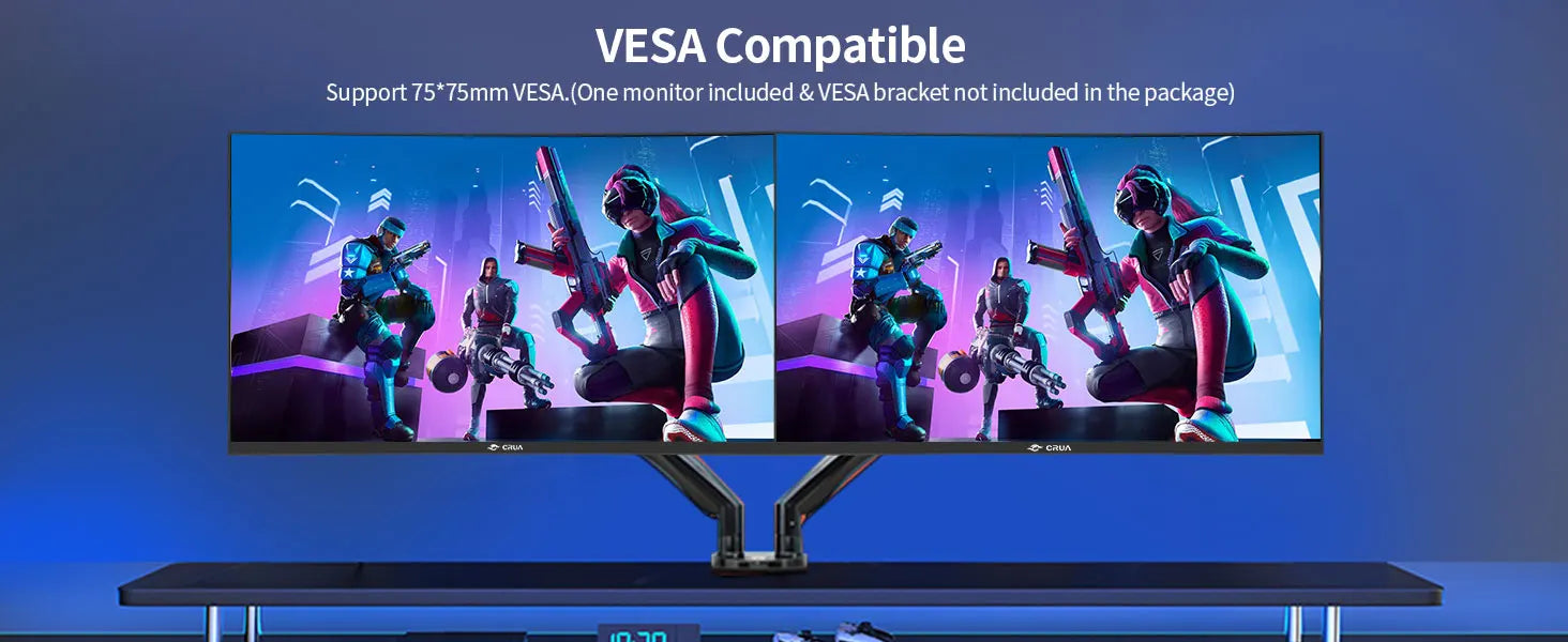 Monitor Gaming Curvo CRUA 24.5'' 120Hz FHD 1080P | FreeSync | Sin Marco | DisplayPort HDMI | VESA