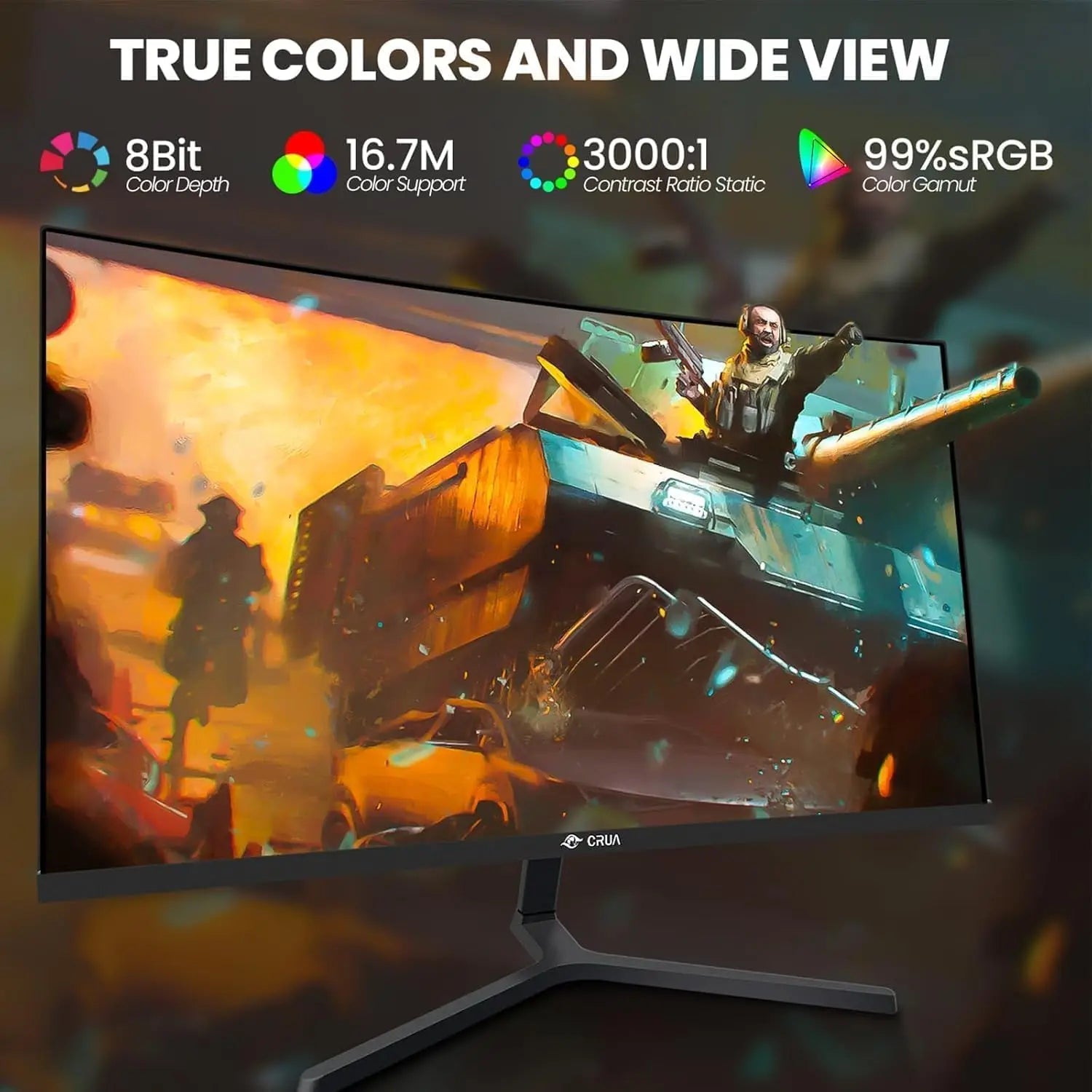 Monitor Gaming Curvo CRUA 24.5'' 120Hz FHD 1080P | FreeSync | Sin Marco | DisplayPort HDMI | VESA