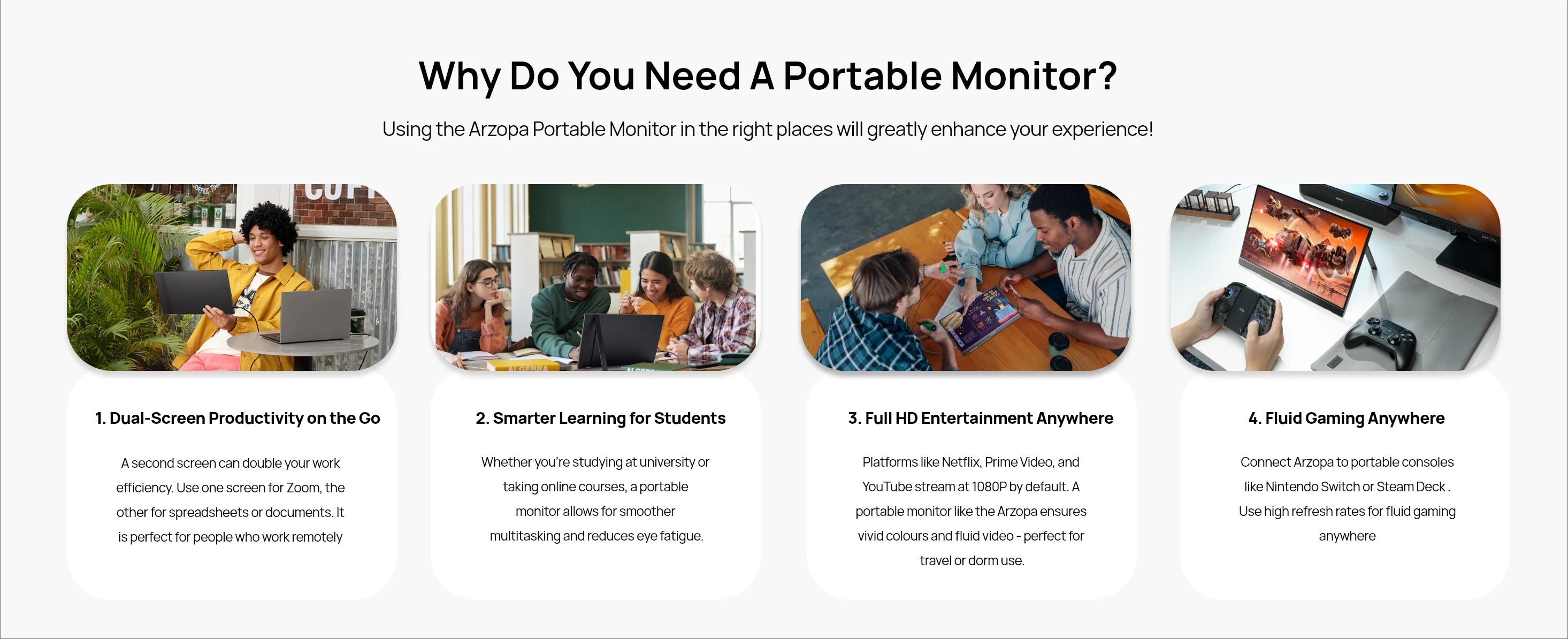 Monitor Portátil ARZOPA Z3FC 16.1'' 180Hz 2.5K QHD | 107% sRGB | Segunda Pantalla Laptop PC PS5 Mac Xbox