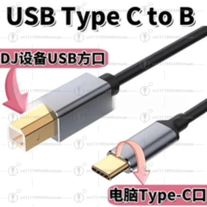 Cable USB Type-C a USB-B para Controlador DJ Pioneer | 1.5m | Alta Velocidad de Transmisión