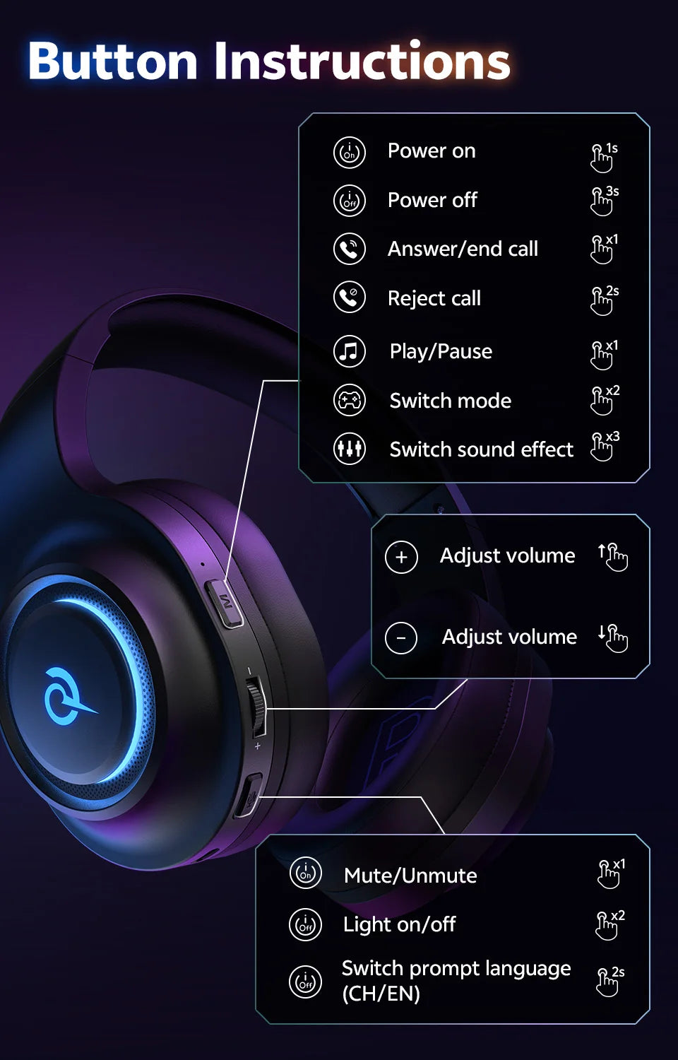 Auriculares Gaming V200 Sonido Envolvente 7.1 | Micrófono | LED | Compatible PC PS4 PS5 Xbox