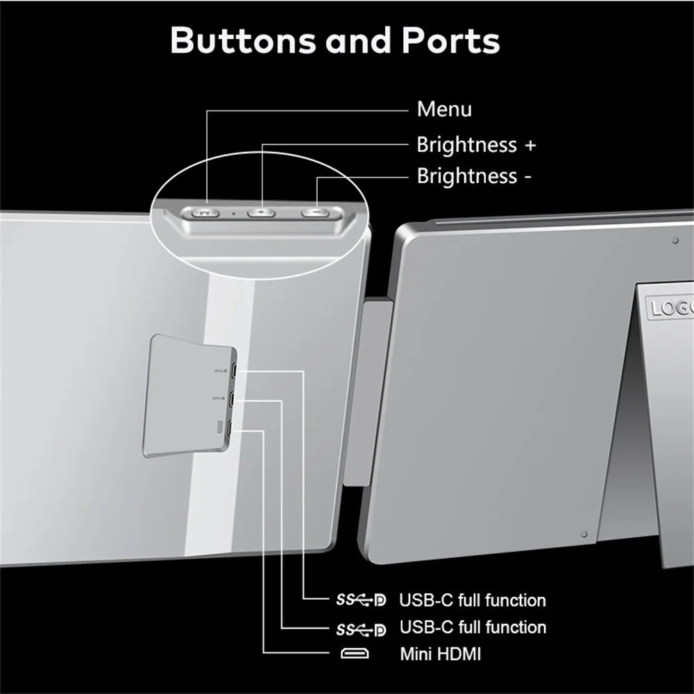 Extensor Doble Pantalla FHD IPS Gaming Portátil | Alta Definición 14 a 16 Pulgadas | Rospider