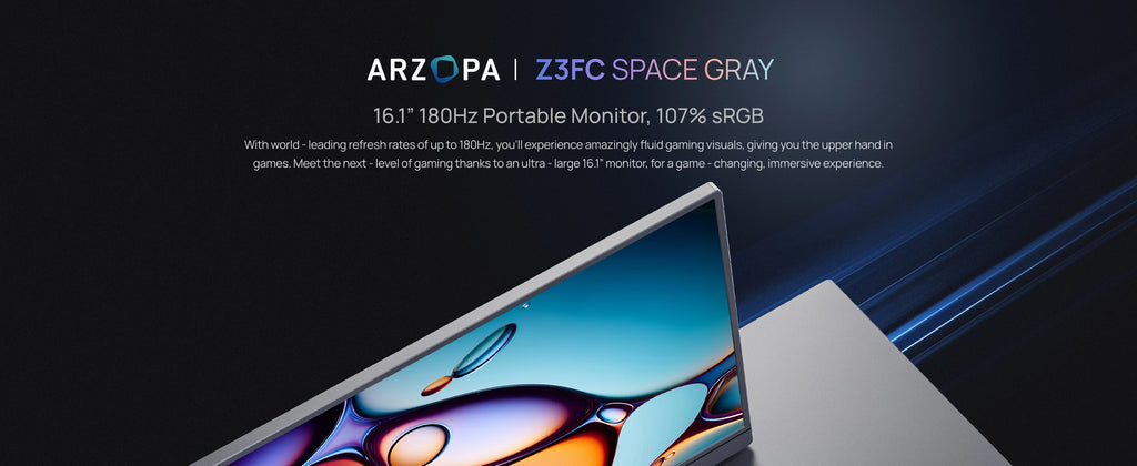 Monitor Portátil ARZOPA Z3FC 16.1'' 180Hz 2.5K QHD | 107% sRGB | Segunda Pantalla Laptop PC PS5 Mac Xbox