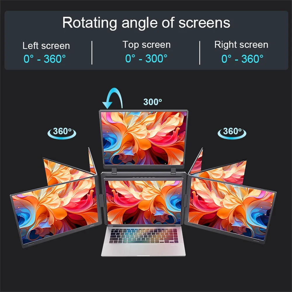 Monitor Triple Pantalla Portátil LCD FHD Retroiluminado | Pantalla Secundaria para Portátil | 1 Cable | Extensor