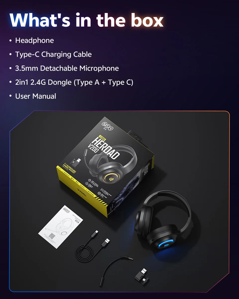 Auriculares Gaming V200 Sonido Envolvente 7.1 | Micrófono | LED | Compatible PC PS4 PS5 Xbox
