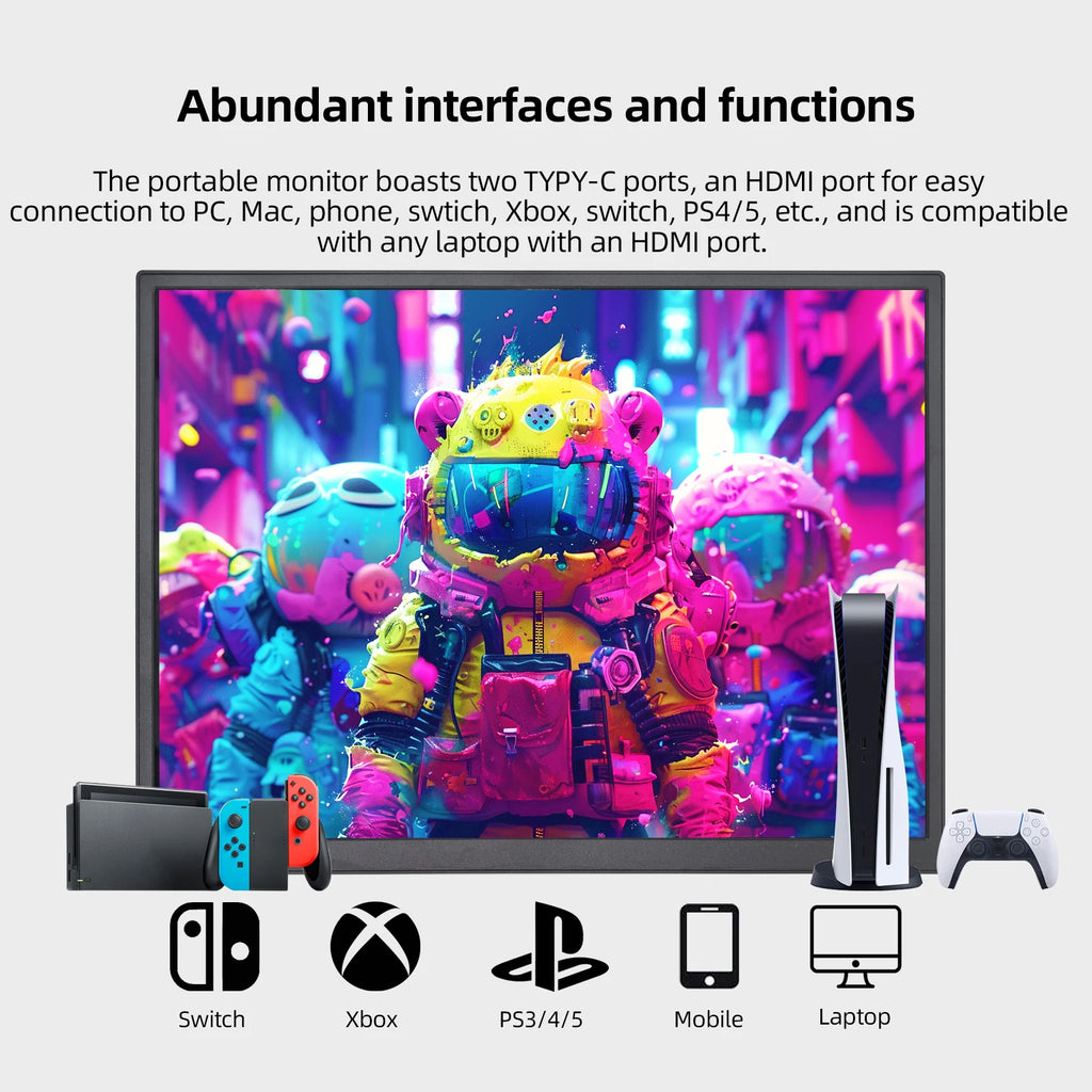 Monitor Portátil ZSUS 10.5'' 1280P 100% sRGB | Luz Azul Baja | Compatible Xbox PS4 PS5 Switch Móvil PC