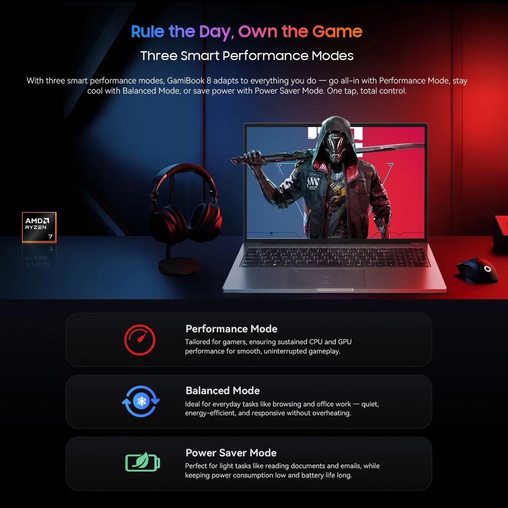 Portátil Gaming Blackview GamiBook 8 16'' | AMD Ryzen 7 7735HS | 16GB DDR5 | 512GB SSD | WiFi 6 | Windows 11 Pro