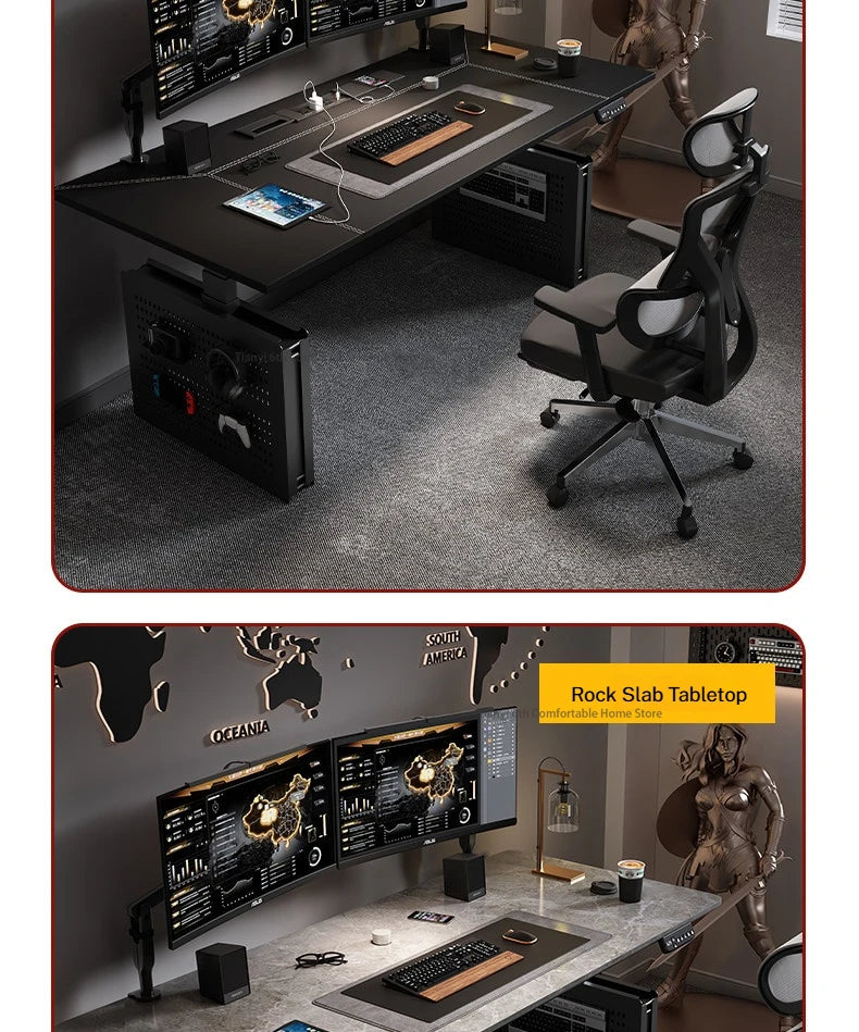 Mesa Escritorio Eléctrico Regulable en Altura | Diseño Moderno Khaki | Home Office y Gaming | FYCD