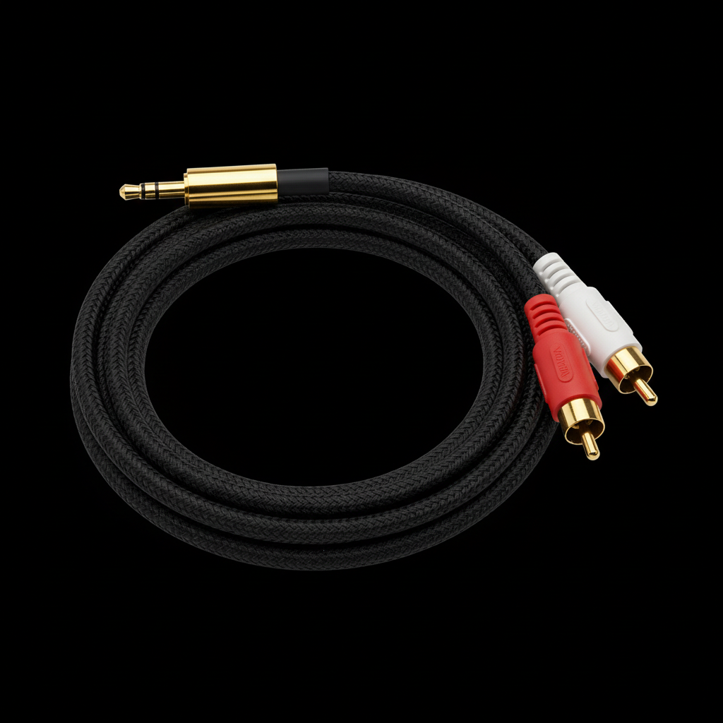 Cable Vention 3.5mm a 2 RCA fondo negro premium
