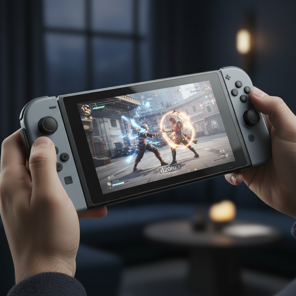 Nintendo Switch 2 modo portátil pantalla 120Hz