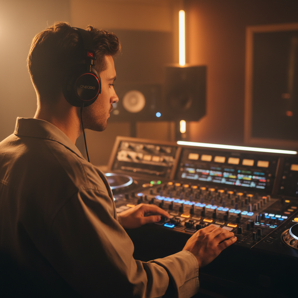 Auriculares Oneodio Pro10 en estudio de grabación