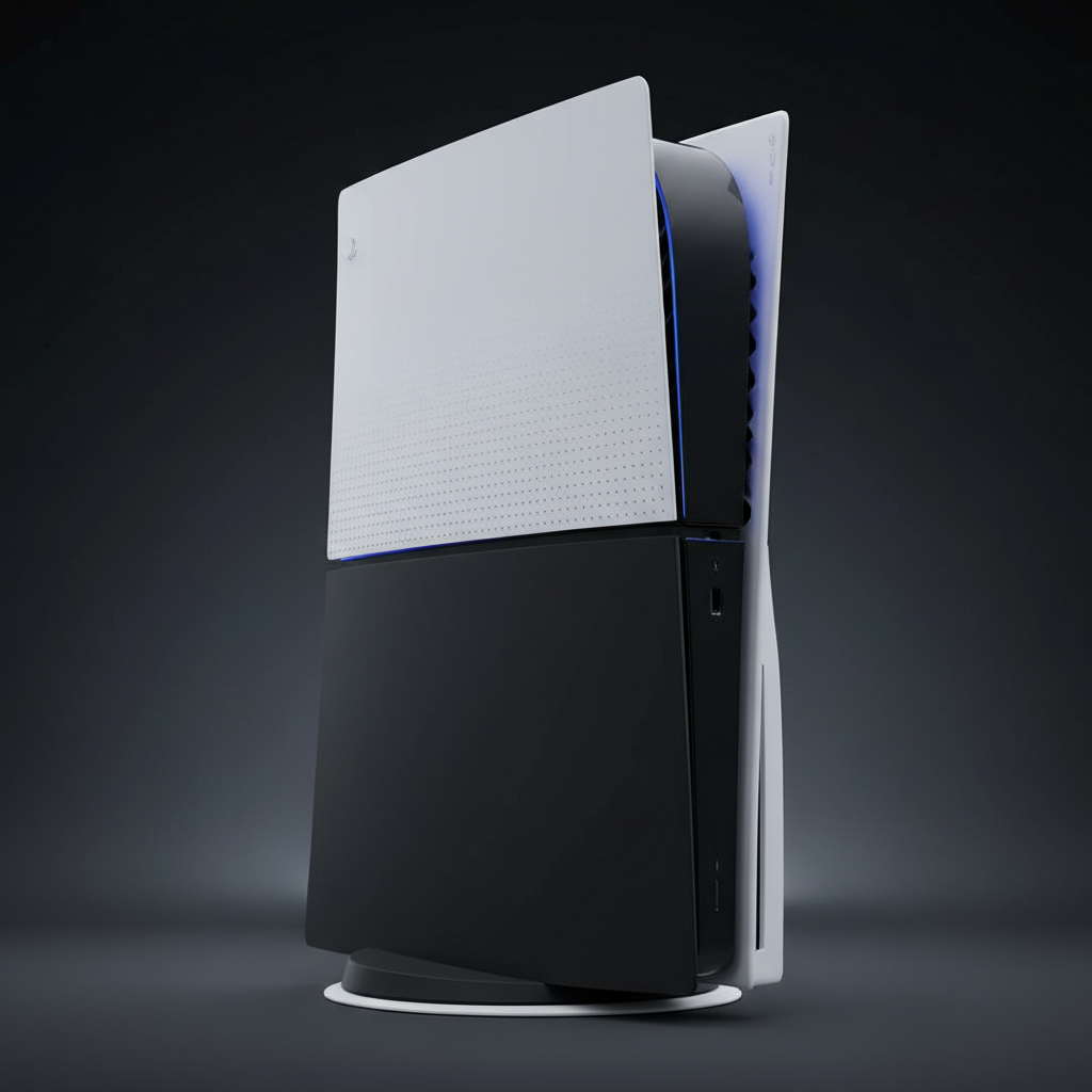 PlayStation 5 Slim Digital vista lateral compacto
