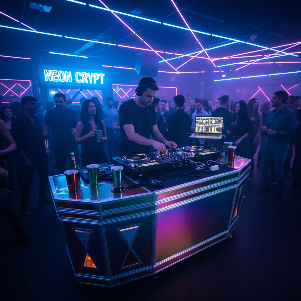 Mesa DJ coffin table en club nocturno lifestyle