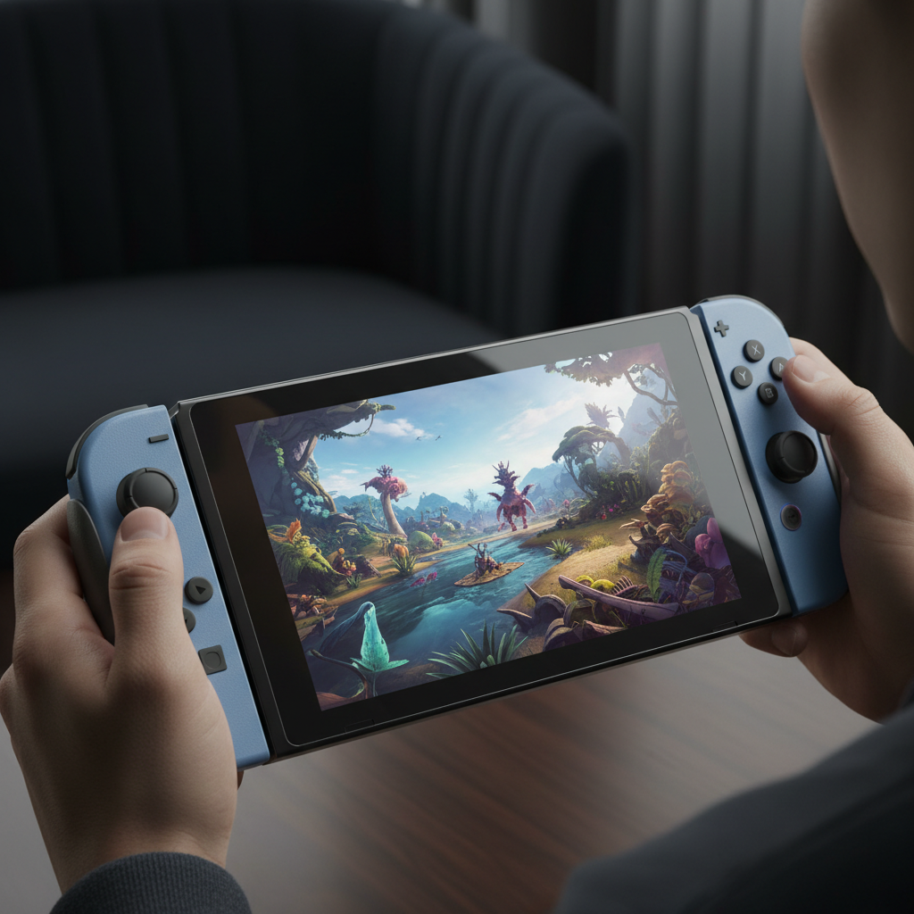 Nintendo Switch 2 en modo portátil con juego en pantalla